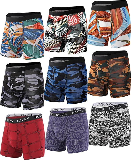 Imported HAVVIS Men's Boxer Briefs Soft Comfortable Bamboo Viscose Underwear for Men (Pack Of 9)