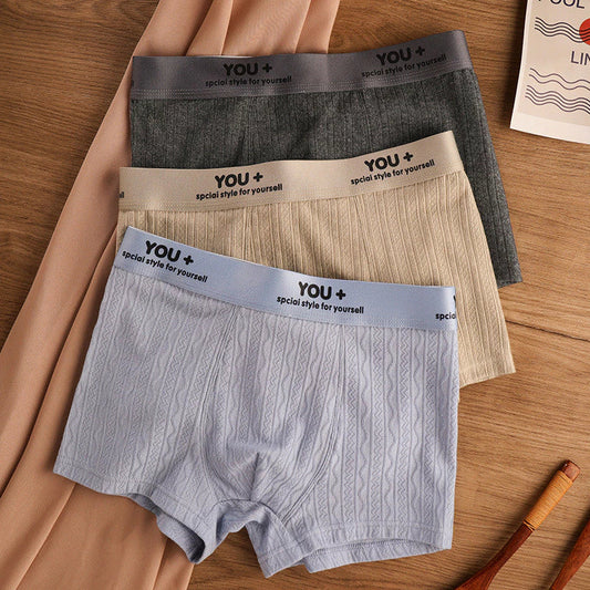 Breathable Mid-waist Men Boxer Cotton Men Underwear Jacquard Texture Boxer